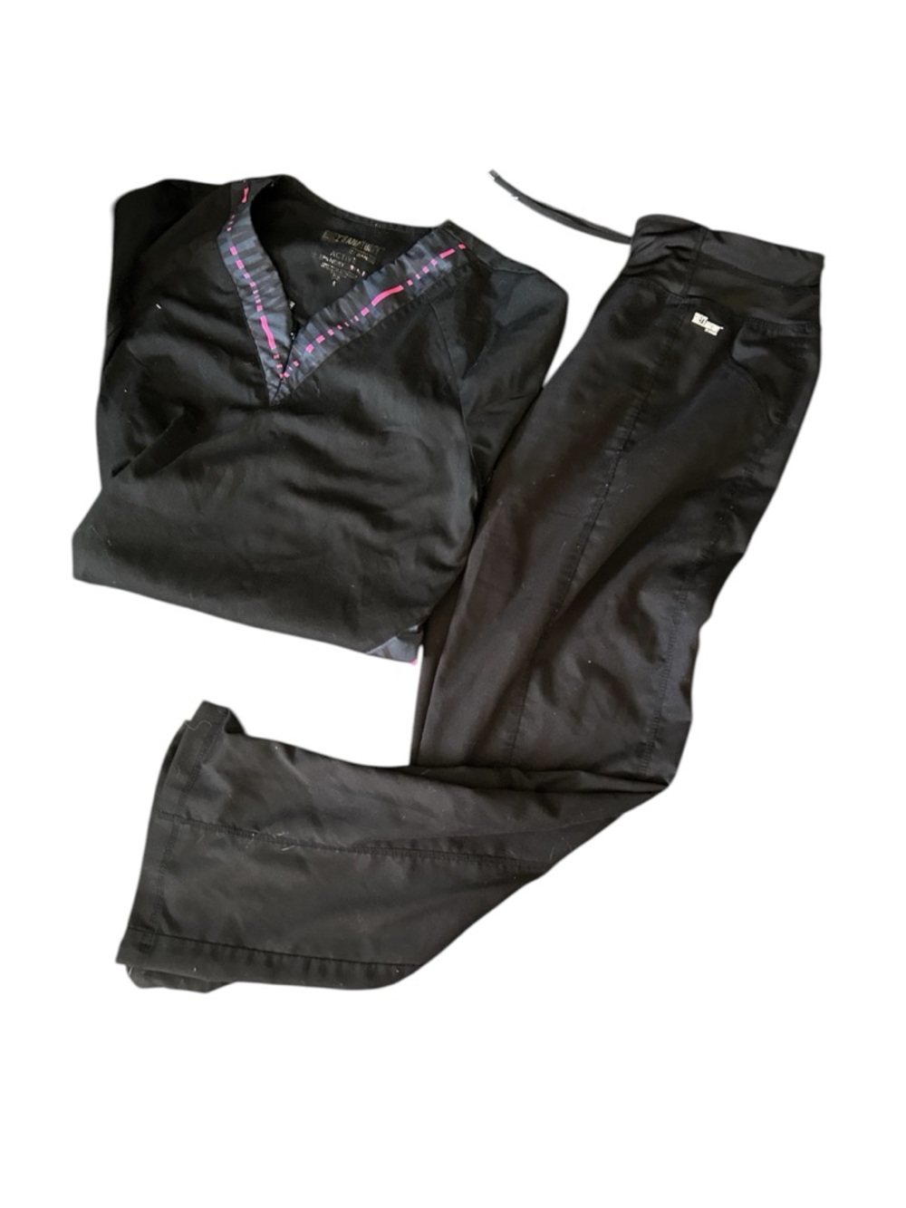 Greys anatomy Black Medical Scrub Set with Pink Trim